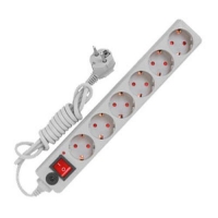 Сетевой фильтр Универсал ПВС 3х0.75 6гн. 3м с выкл. и индикатором