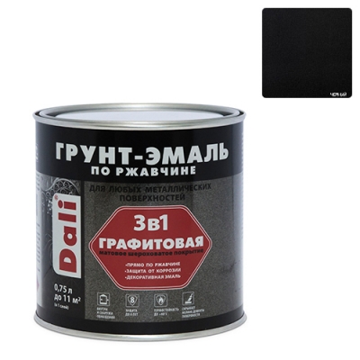 Графитовая ГРУНТ - ЭМАЛЬ по ржавчине "DALI" (0,75л/6 шт) - черный (20666)