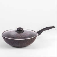 Сковорода ВОК 28см Гранит black со съемн.ручкой и стеклянной крышкой арт, С078802