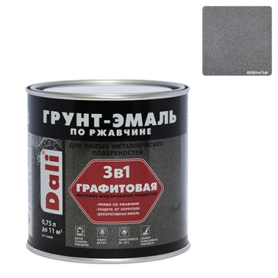 Графитовая ГРУНТ - ЭМАЛЬ по ржавчине "DALI" (0,75л/6 шт) - серебристый (20662)