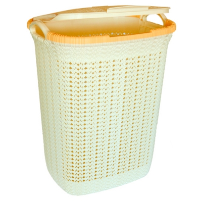 Корзина для белья Плетенка 55л прямоугольная с крышкой слоновая кость (г.Пятигорск)
