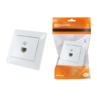 Розетка телефонная RJ11 белая Лама TDM (SQ1815-0015) Розетка телефонная RJ11 белая Лама TDM (SQ1815-0015)