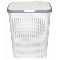Корзина для белья 60л с крышкой с декором Ротанг (белый) 186006 Виолет