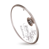 Крышка стеклянная 160мм, с ободом и ручкой из нерж.стали, деколь серая Kukmara с16т112