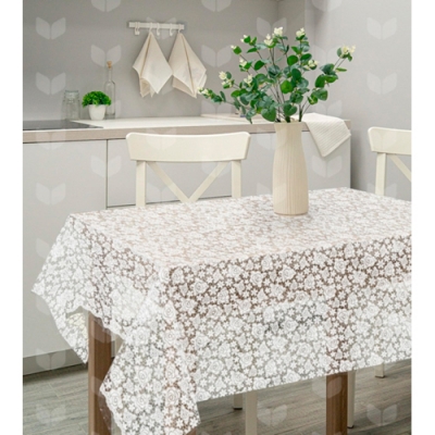013 white Клеенка ПВХ в рулоне LACE (Муза) 1,32*22 м