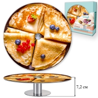 Блюдо сервировочное вращающееся на высокой металлической ножке (диаметр 28,5 см) 109-001