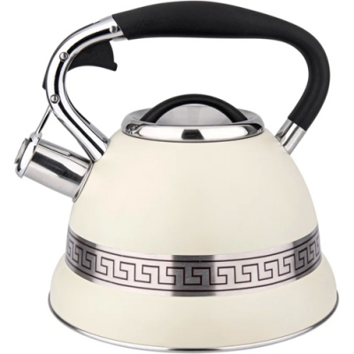 Чайник из нержавеющей стали 3 л со свистком,цвет: кремовый (М-7921) "МАРУСЯ"