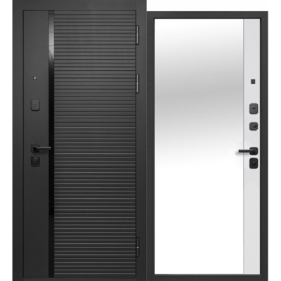 Дверь металлическая Ferroni 9 Черное зеркало Эмалит Белый 860 правая (Россия) 84,4кг