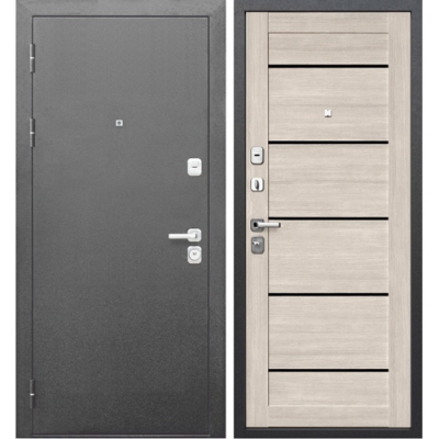 Дверь металлическая Ferroni 9 см Серебро Дымчатый дуб Царга 860 левая