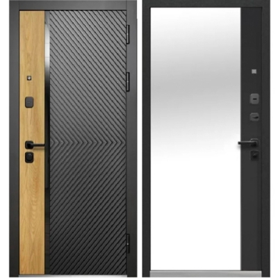Дверь металлическая Luxor 2 МДФ Дуб Диагональ Зеркало 860 правая