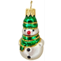 Ёлочное украшение "Снеговик мини" зелёный, в подарочной упаковке, h-7см