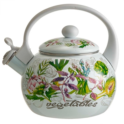 EM-1349 Чайник эмалированный со свистком 2,5 л, "Vegetables"(12)