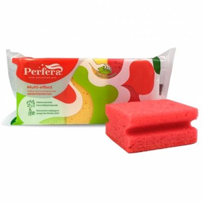 Губка Perfera для мытья посуды MULTY-EFFECT крупнопористые профилир 3 шт, размер 96/64/44 ПФ-02 Губка Perfera для мытья посуды MULTY-EFFECT крупнопористые профилир 3 шт, размер 96/64/44 ПФ-02