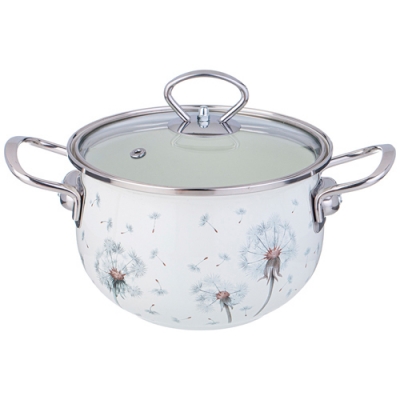 Кастрюля agness эмалированная со стеклянной крышкой, 2 л диа 18см 943-056