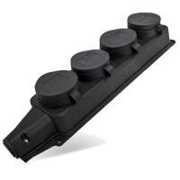 Колодка "UNIVersal" 4-х местная однофазная с заглушками с/з каучук 16А 250В IP44 (еврослот) (EL2215+