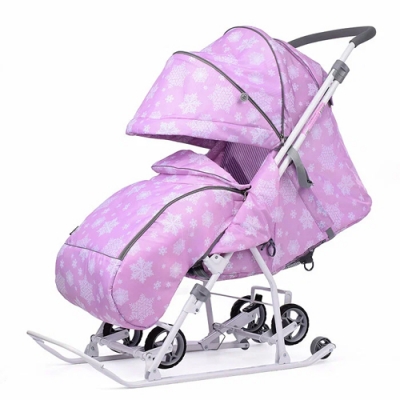 Коляска комбинированная "Наши детки 3-1К" (НДТ3-1К/СН со снежинками на сиреневом)
