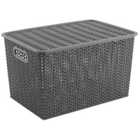 Корзинка "Вязь" 14л 350х245х205 мм с крышкой (серый) 533118 "Виолет"