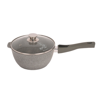 Ковш 1,5л с носиком со съемной ручкой, со стекл. крышкой, АП (светлый мрамор) "Kukmara"