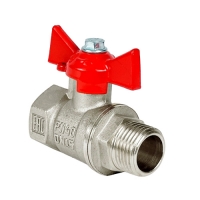 Кран шаровой Valfex 11Б27фт1М N/P для воды 1" ВР/НР ручка-бабочка, никелированная латунь (48/12)