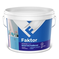 Краска FAKTOR интерьерная влагостойкая, белая ведро 6 кг. Ярославль)