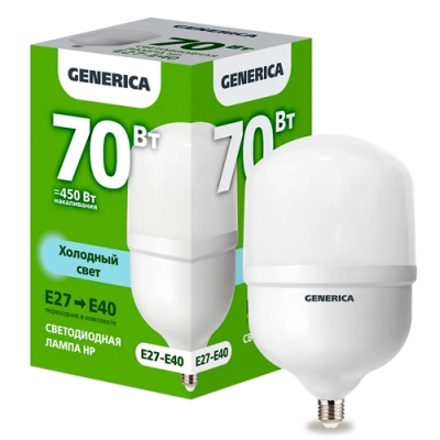 Лампа LED HP 70Вт 230В 6500К E27-E40 GENERICA арт.LL-HP-70-230-65-E27-E40-G Лампа LED HP 70Вт 230В 6500К E27-E40 GENERICA арт.LL-HP-70-230-65-E27-E40-G