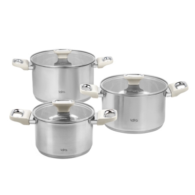 LR02-132 Набор посуды LARA серия ФЛОРА 3пр. (кастр 2,9+5,1+6,5л) индукц 5-ти ступ. капс. дно, Soft LR02-132 Набор посуды LARA серия ФЛОРА 3пр. (кастр 2,9+5,1+6,5л) индукц 5-ти ступ. капс. дно, Soft