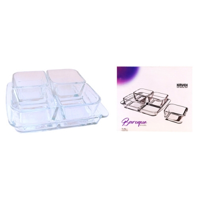 Менажница 4-х секционная BAROQUE на подставке, в подарочной упаковке арт.PD1312GCL