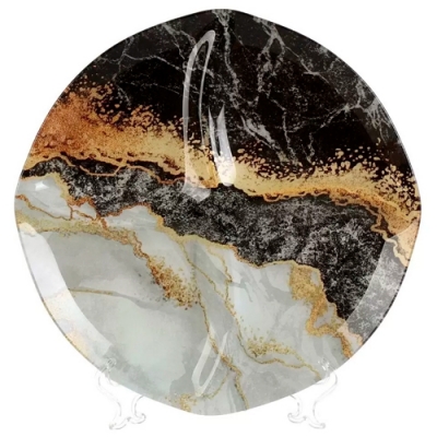 Менажница стекло, 29 см, круглая, Daniks, Флюид, черная (483625)