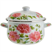 MetaLLoni EM-1503 Кастрюля эмалированная с эмалированной крышкой 3,6 л,d=22см,"Пионы"(6) MetaLLoni EM-1503 Кастрюля эмалированная с эмалированной крышкой 3,6 л,d=22см,"Пионы"(6)