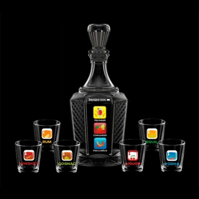 Набор для вина 7пр. арт.1232-Д "IDrink" (графин+6 стаканов 50мл.)