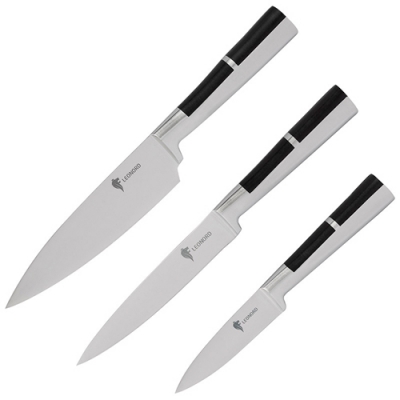 Набор ножей цельнометаллических с вставкой из АБС пластика PROFI (поварской, универсальный, овощной)