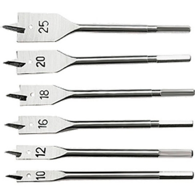 Набор сверл перовых по дереву, 10-12-16-18-20-25 мм, 6 шт. 6-гранный хвостовик// Sparta арт.704055