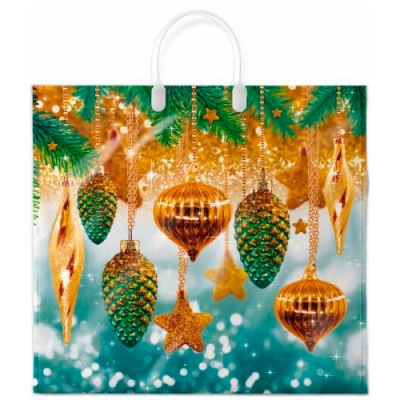 Пакет с пластмассовыми ручками 38х35+10см (90) (Роскошь) НГ ламинированный Интерпак ПЛР62895