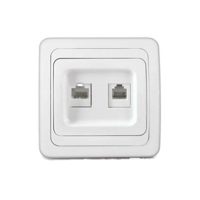 Розетка компьютерная+телефонная "UNIVersal" серия "Валери", с/у, 1А, RJ45, RJ12, белая (еврослот) (H Розетка компьютерная+телефонная "UNIVersal" серия "Валери", с/у, 1А, RJ45, RJ12, белая (еврослот) (H