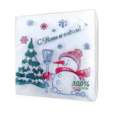 Салфетки "Снежинка" 240*240, 50л, 20пач/уп., 1 слой, (снеговик)