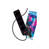 Сетевой фильтр КОСМОС 1,5м 4 гнезд, пвс 3х0,75мм2, черный FKsm1.5m-4g(B)