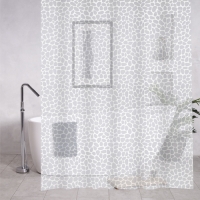 Штора 3D, камни, белая, матовая, в ванную комнату, с кольцами, PEVA, 180 х 180 см. 06-05 САНАКС