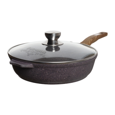 Сковорода 28см с несъемной ручкой и стекл. крышкой АП "Premium" (violet) арт. с28904