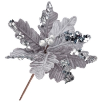 Украшение декоративное Волшебная страна Пуансеттия, цвет серебряный, диаметр 15 см 110610 Украшение декоративное Волшебная страна Пуансеттия, цвет серебряный, диаметр 15 см 110610