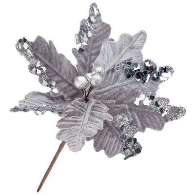 Украшение декоративное Волшебная страна Пуансеттия, цвет серебряный, диаметр 15 см 110610 Украшение декоративное Волшебная страна Пуансеттия, цвет серебряный, диаметр 15 см 110610