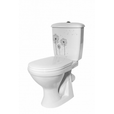 Унитаз-компакт Оскольская керамика РАДУГА нижняя подводка, Тарельчатый, декор Одуванчик