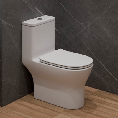 Унитаз-моноблок SM9618T безободковый круговой смыв, сиденье тонкое ДП, арматура (с гофрой и подводко