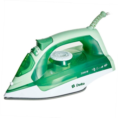 Утюг Delta DL-755 зеленый с белым, 2200 Вт, керамика, самоочистка, паровой удар