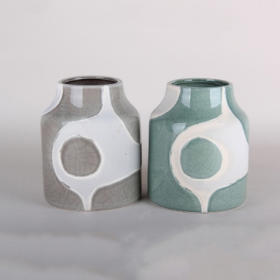 Ваза для цветов 13х8.5х16см, микс 2 цвета 6450