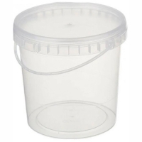 Ведро пищевое круглое с белой ручкой с крышкой 0,8л D=122мм цвет прозрачный ПОС53643