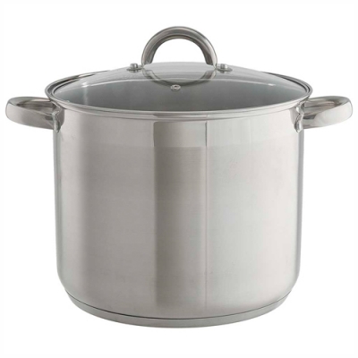 WEBBER BE-363/2 Кастрюля из нержавеющей стали 12 литров, со стеклянной крышкой, 26*22см