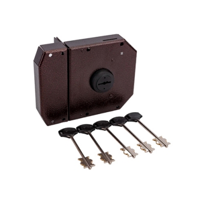 Замок накл. Гранит 1.06.51 КМА никель, сувальдный- стержни 5шт. диаметр 18мм, медный антик