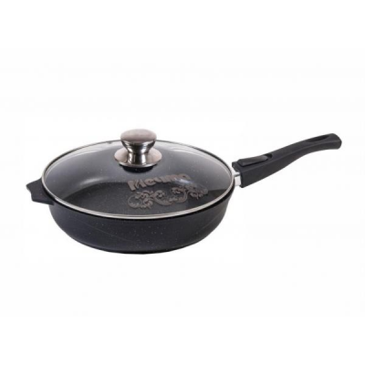 Сковорода 22см АП Гранит black со съемной ручкой и стеклянной крышкой арт. С022802