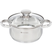 Кастрюля нерж ОПТИМА 2,2л со стекл крышкой нерж/ручки индукция Daniks QS-S-18/GS-01201-18CA