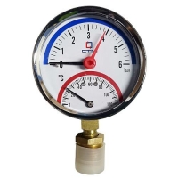 Термо-манометр радиального подключения 1/4", измерение до 6 бар; до +120 С CTM14R06